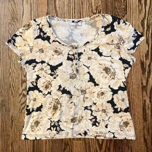 White and black floral top